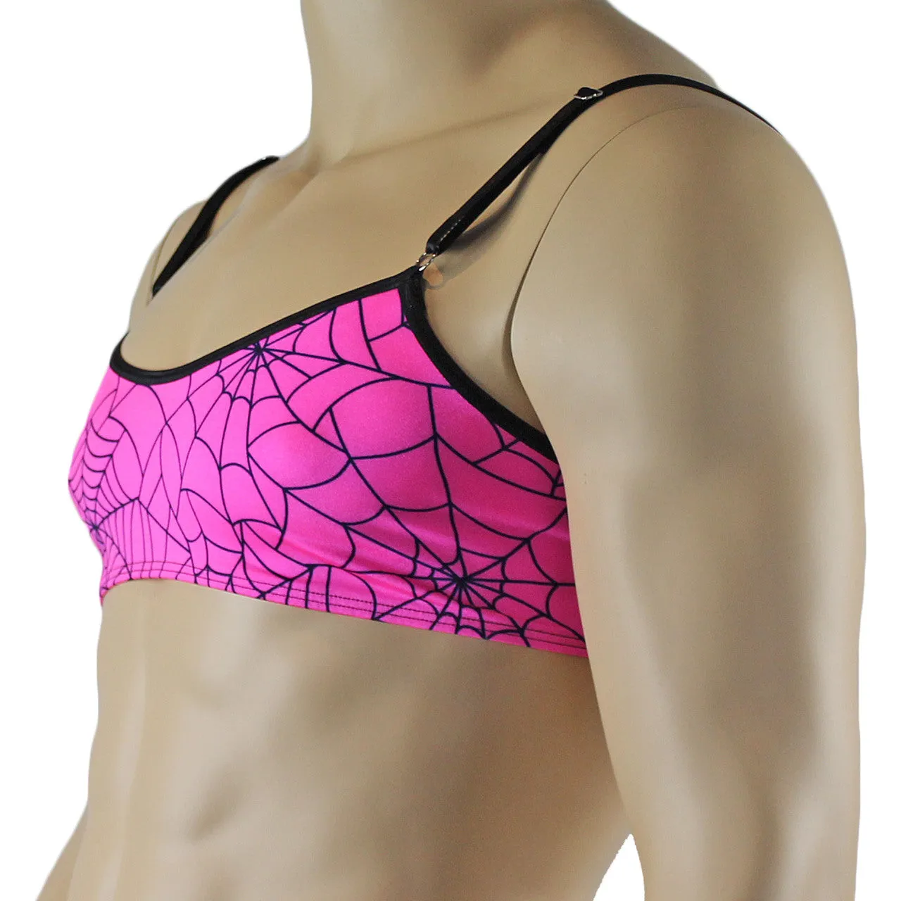 Mens Spooky Spider Web Bra Top Lime Green or Hot Pink