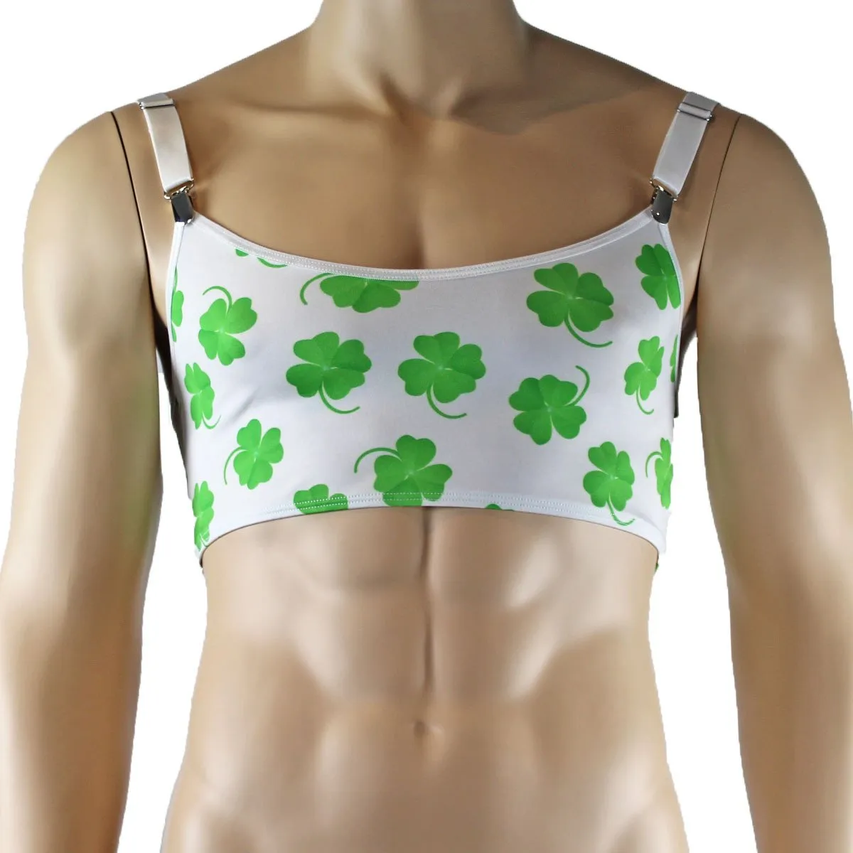 Mens St Patricks Day Lucky 4 Leaf Clover Crop Top and Mini Boxer Shorts