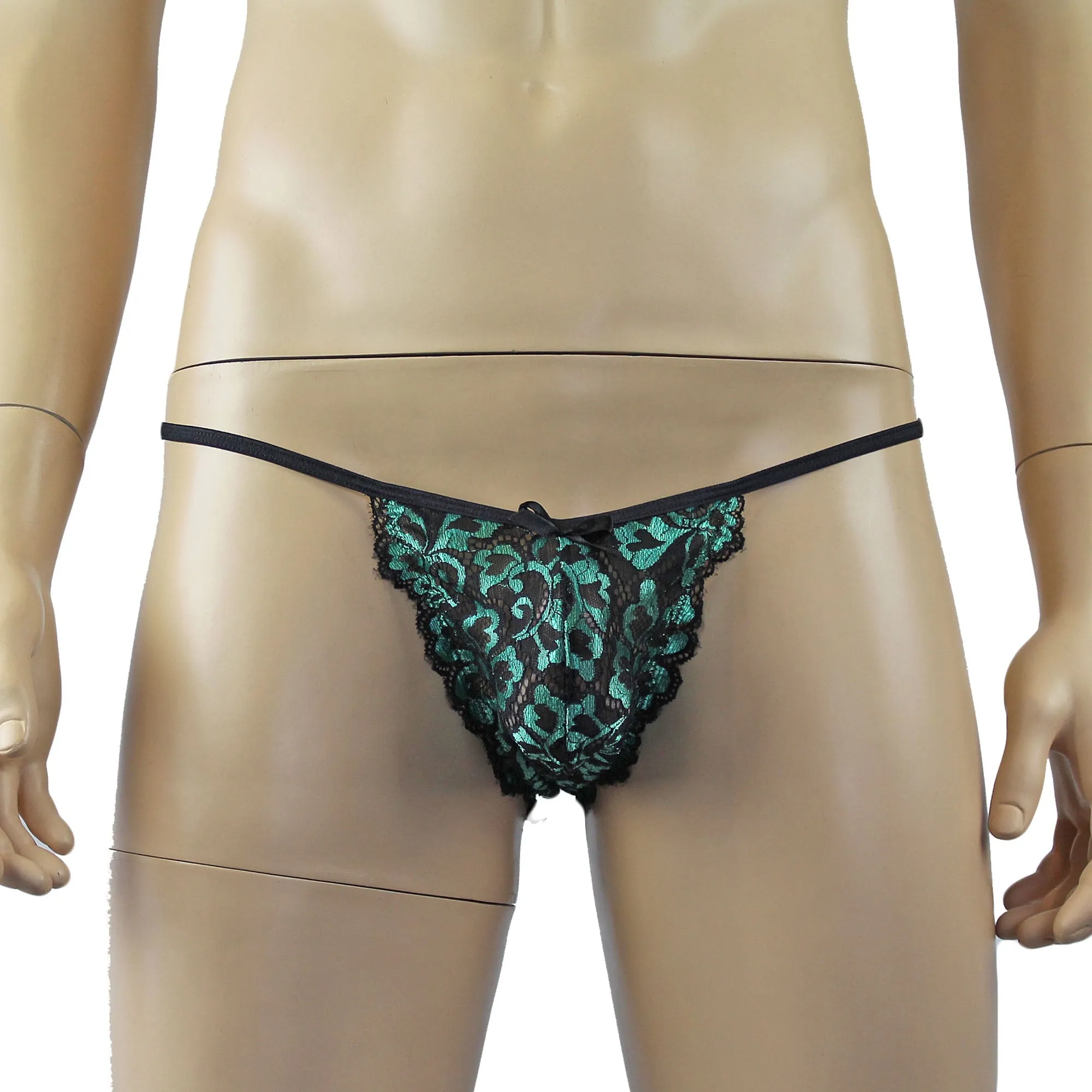 Mens Sweetheart Shiny Lace Bikini Brief Panty (green plus other colours)