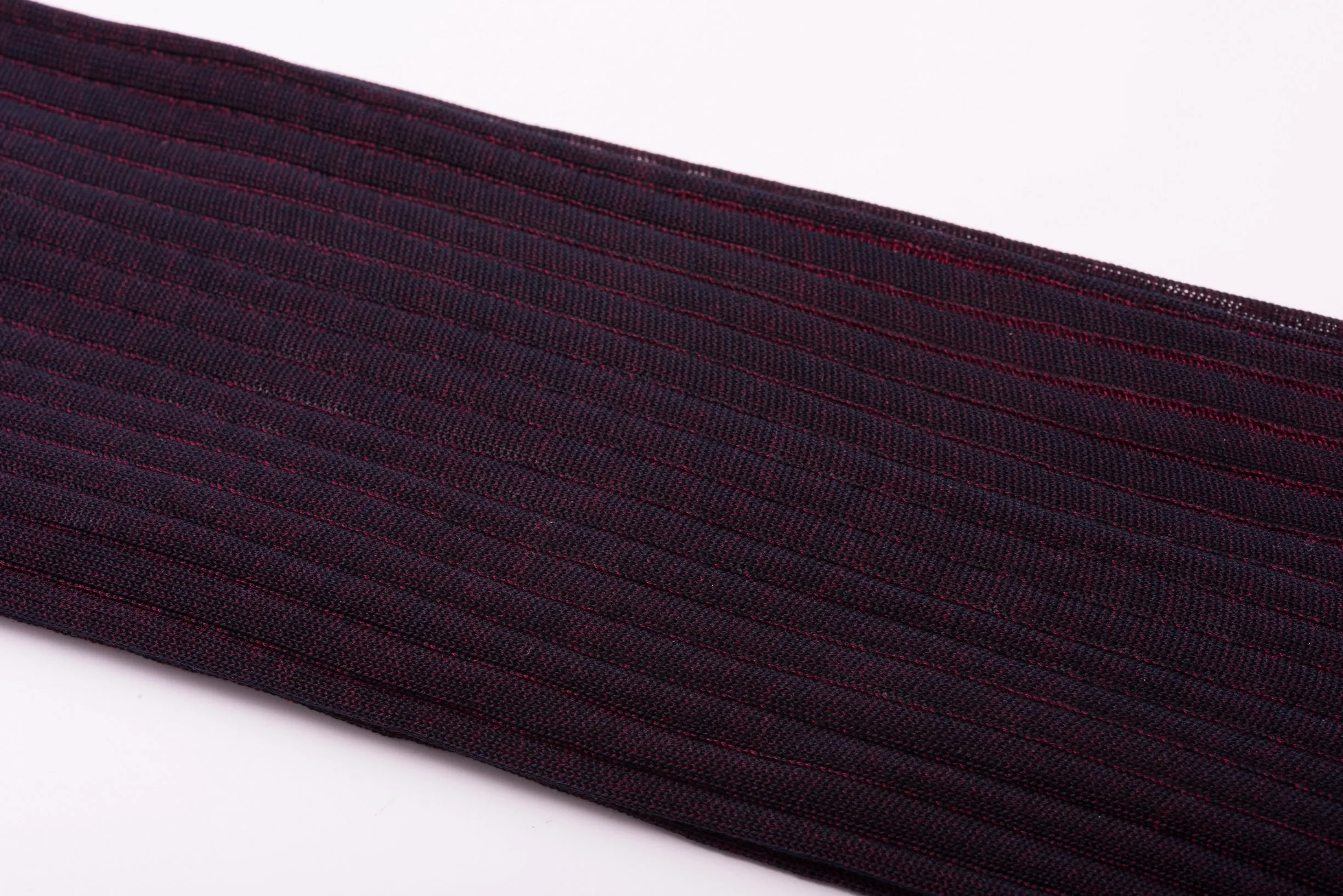 Midnight Blue & Burgundy Red Shadow Stripe Cotton Socks