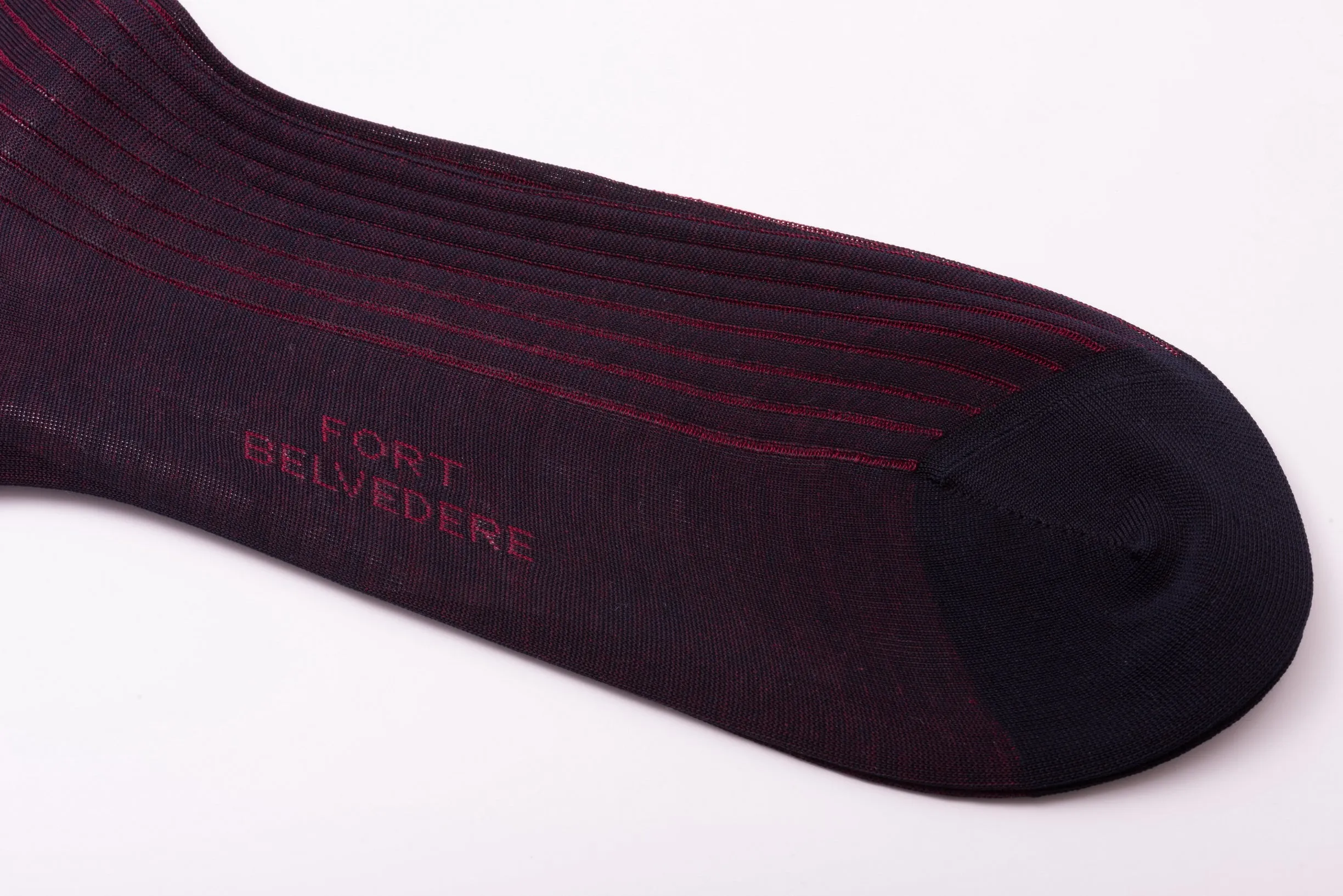 Midnight Blue & Burgundy Red Shadow Stripe Cotton Socks