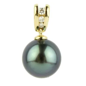 Midnight Blue Tahitian Pearl & Diamond Lumière Pendant