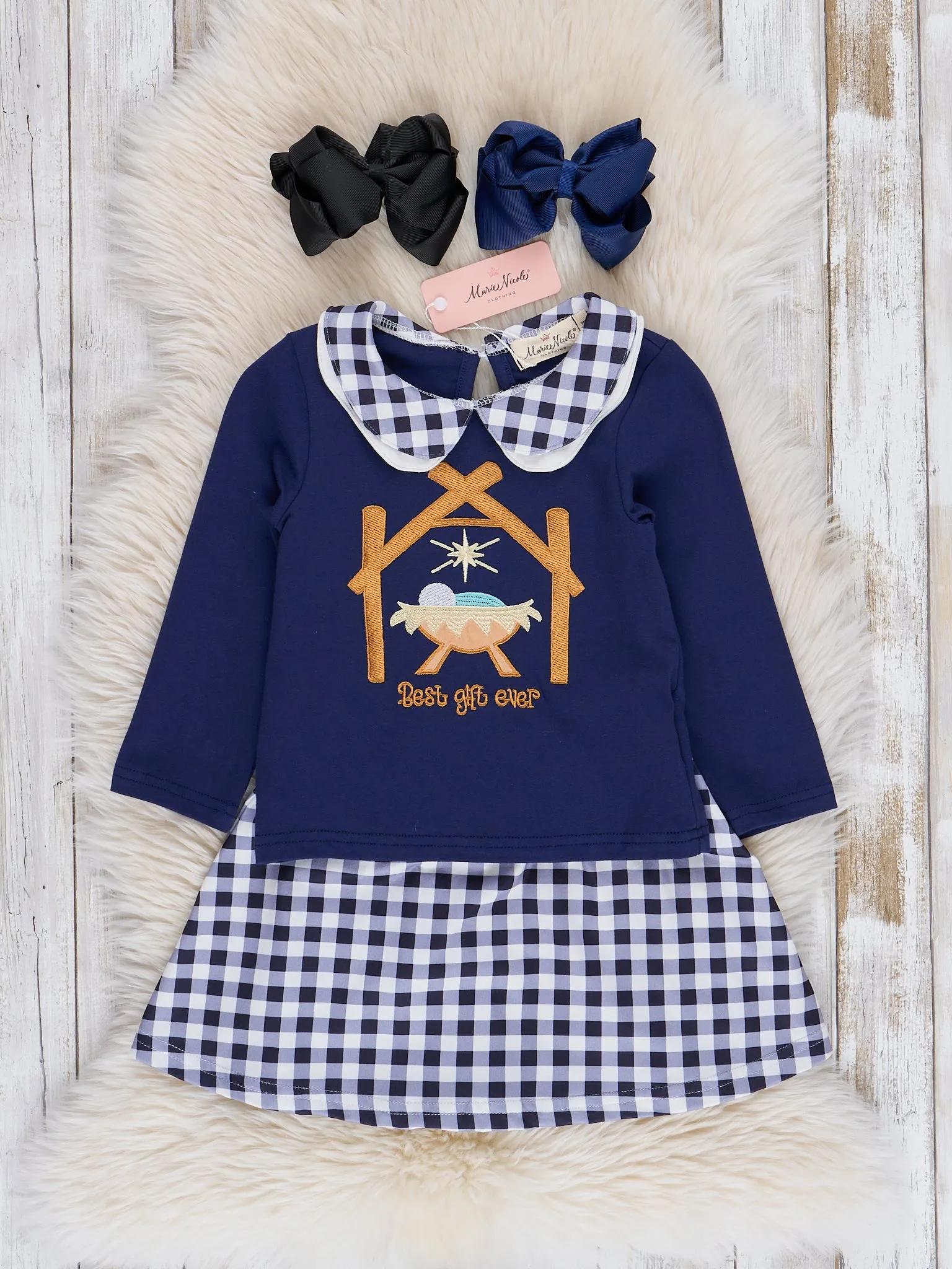 Navy & Gold Nativity Outfit w/ Skirt