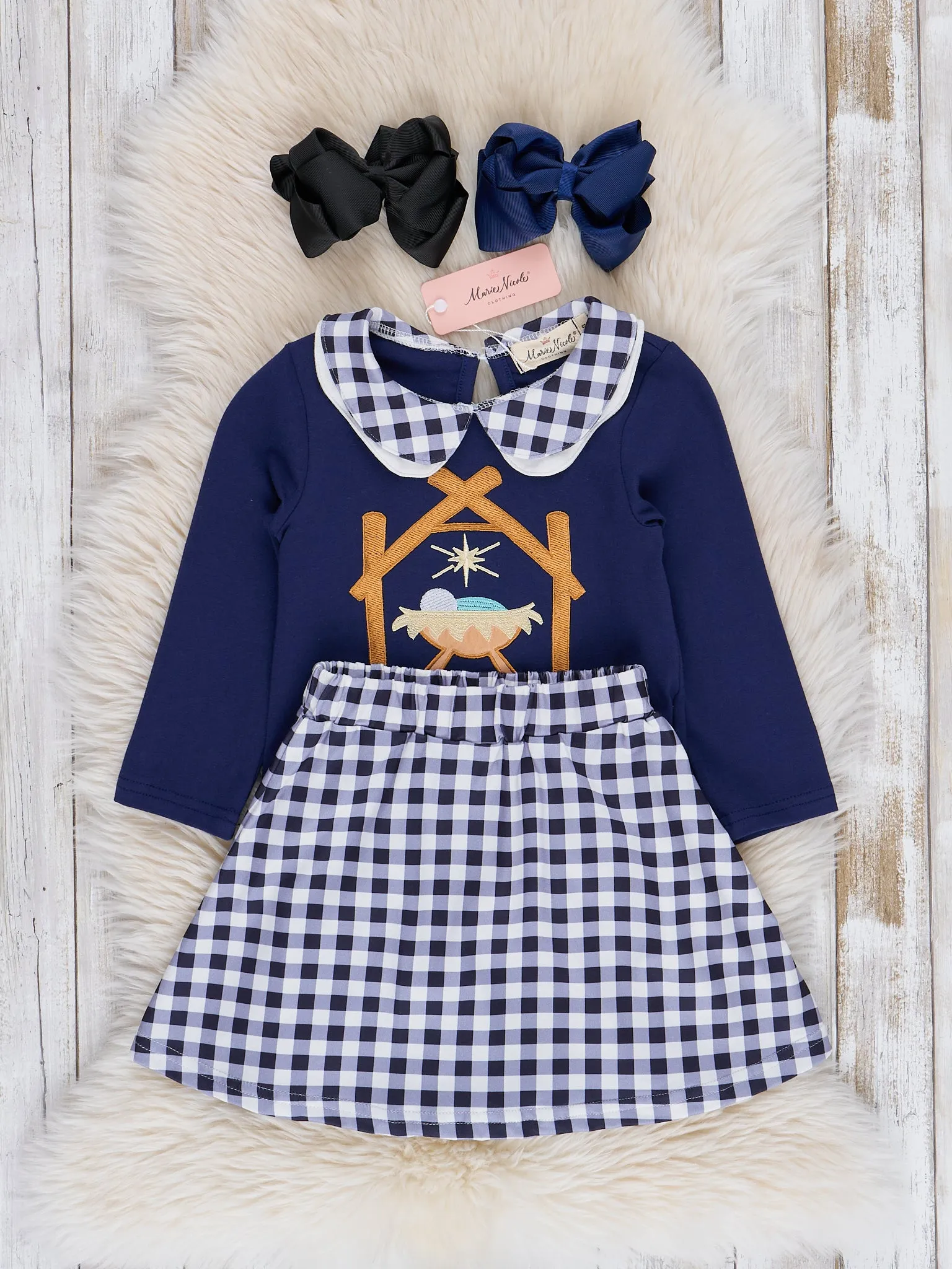 Navy & Gold Nativity Outfit w/ Skirt