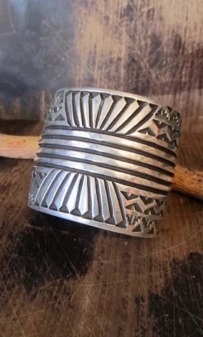 OFF THE CUFF Large Sterling Silver Navajo Cuff by Elvira Bill