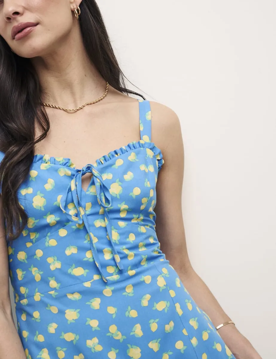 Petite Blue Sicilian Lemon Lucia Midi Dress