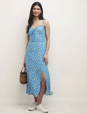 Petite Blue Sicilian Lemon Lucia Midi Dress