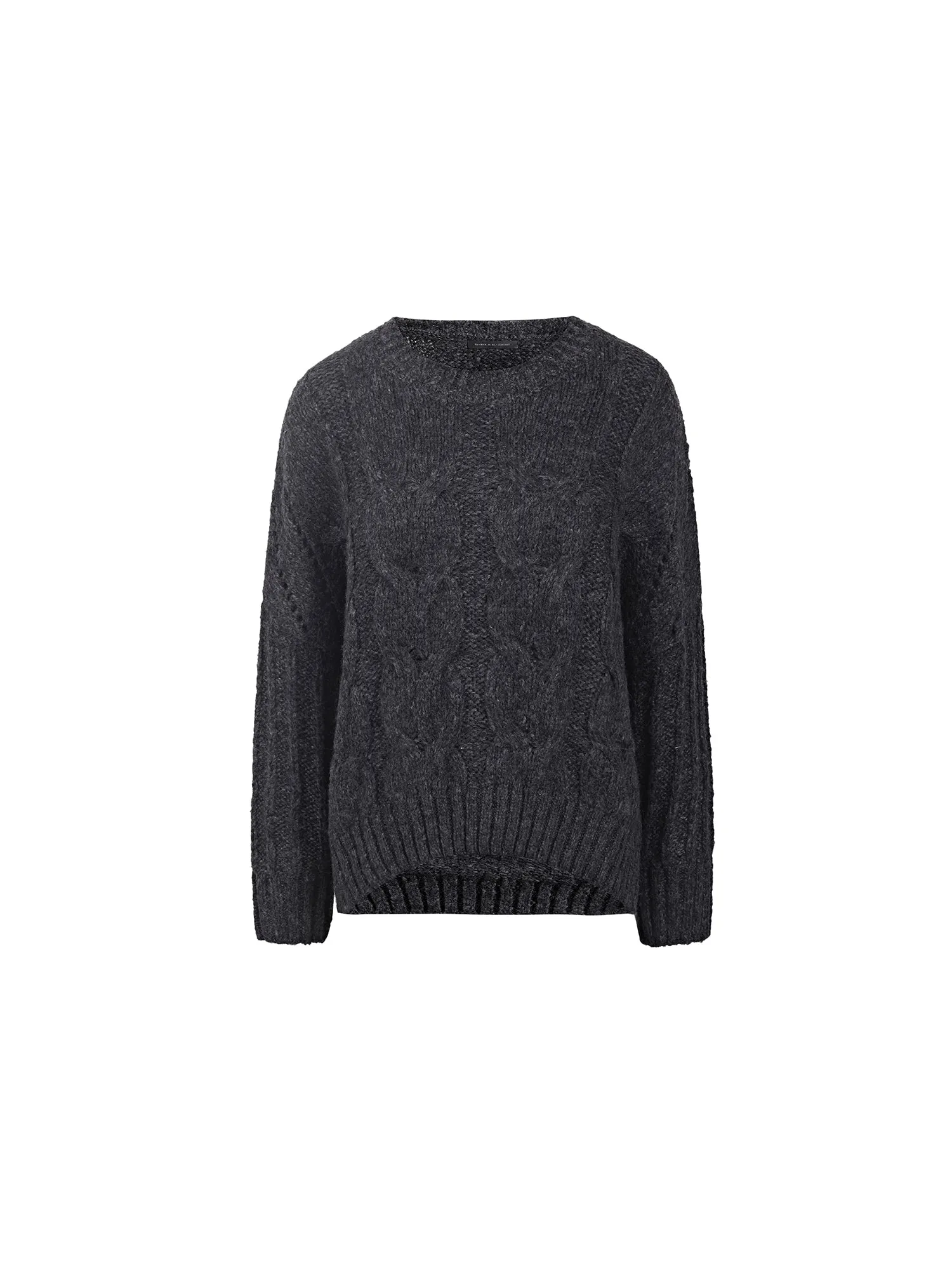 Relaxed Ribbed Crew Neck Crocheted Loose-Knit Sweater