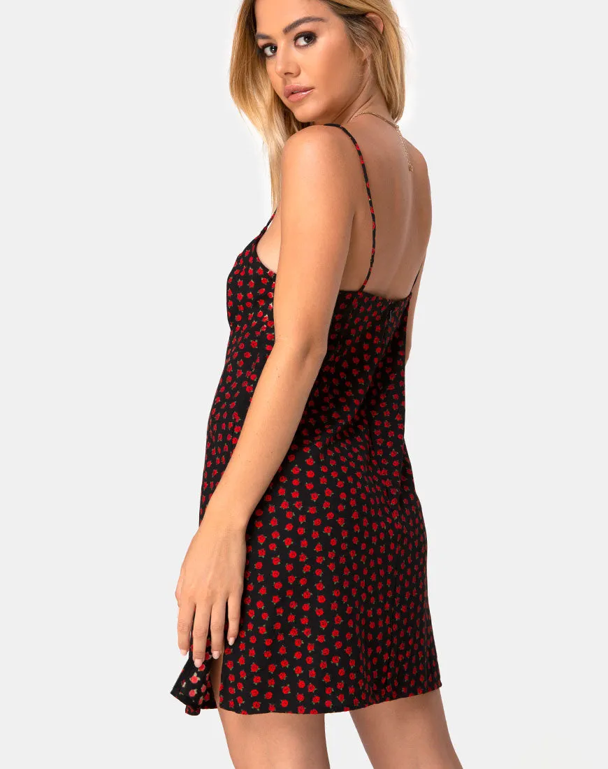 Rilia Dress in Dotty Rose Red