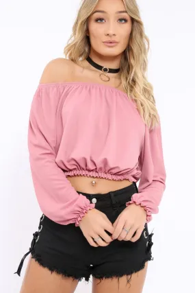 Rose Bardot Crop Top - Brooke