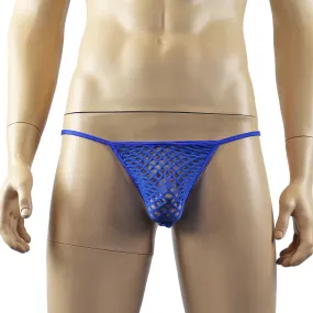 SALE - Mens Big Net Lingerie See-through Pouch G string Blue