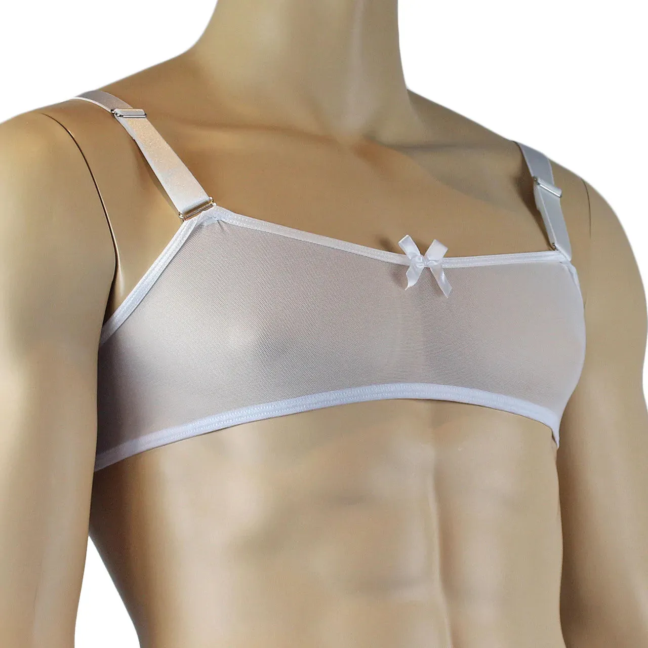 SALE - Mens Exotic Sheer Mesh Bra Top White