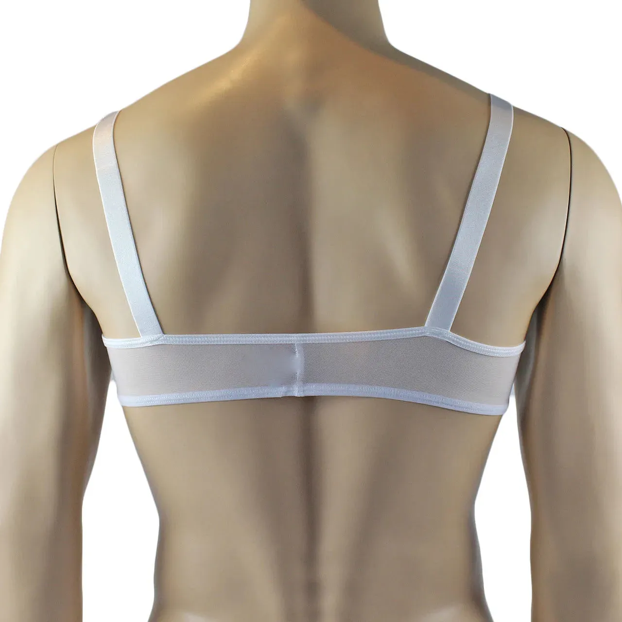 SALE - Mens Exotic Sheer Mesh Bra Top White