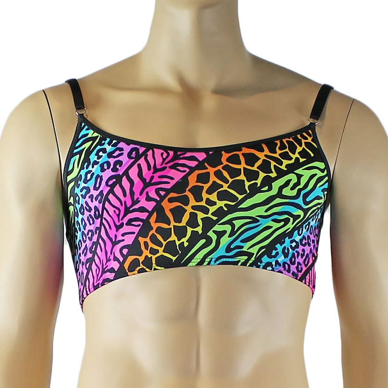 SALE - Mens Festival Animal Bra Top and Low Rise Thong Underwear Multi-coloured