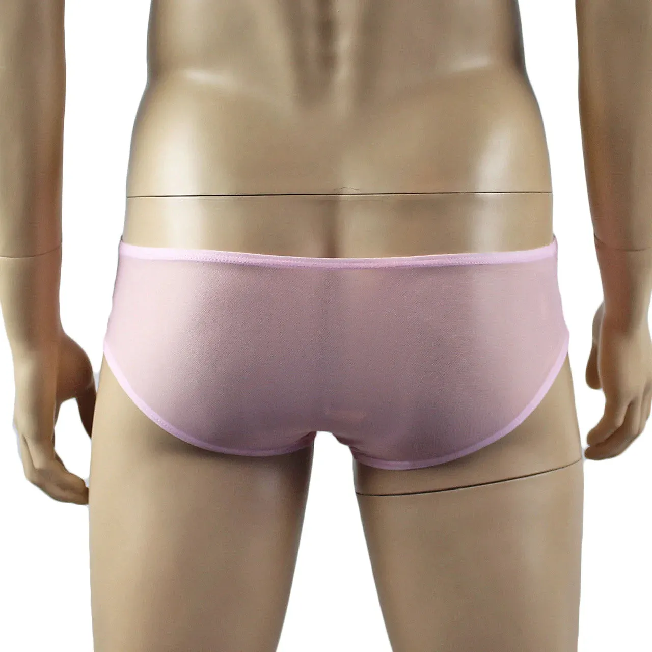 SALE - Mens Kristy Lingerie Sexy Lace and Mesh Panty Brief Light Pink