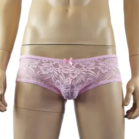 SALE - Mens Kristy Lingerie Sexy Lace and Mesh Panty Brief Light Pink