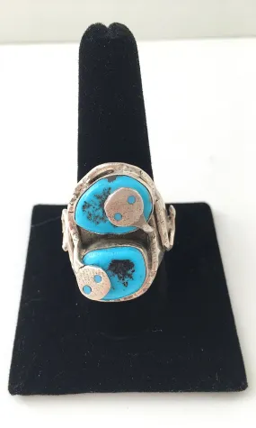 SNAKE CHARMER Zuni Silver Ring by Jude Candelaria, Sz 10