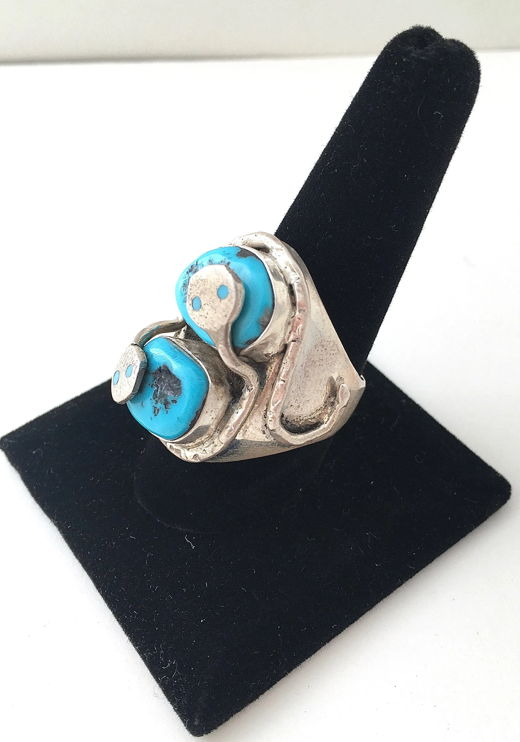 SNAKE CHARMER Zuni Silver Ring by Jude Candelaria, Sz 10