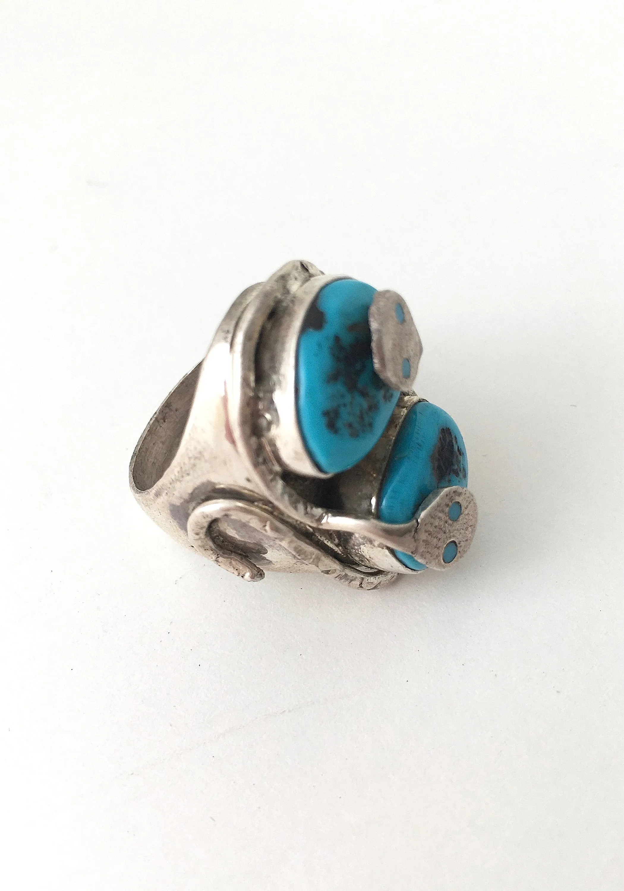 SNAKE CHARMER Zuni Silver Ring by Jude Candelaria, Sz 10