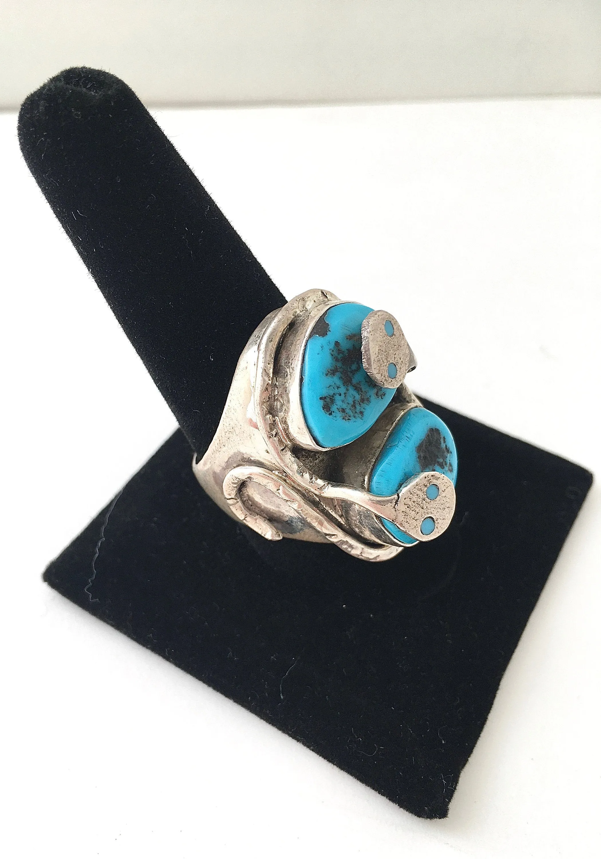 SNAKE CHARMER Zuni Silver Ring by Jude Candelaria, Sz 10