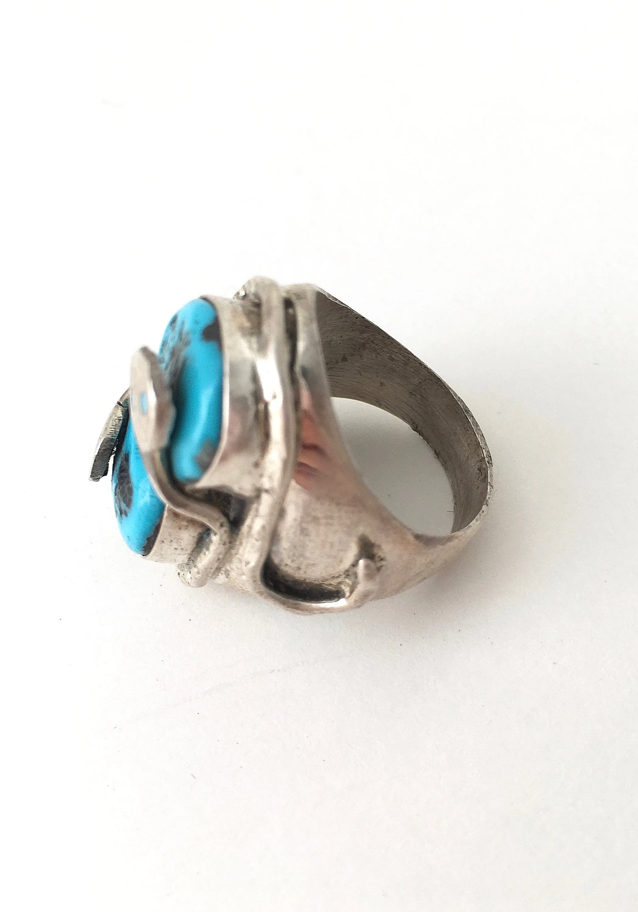 SNAKE CHARMER Zuni Silver Ring by Jude Candelaria, Sz 10