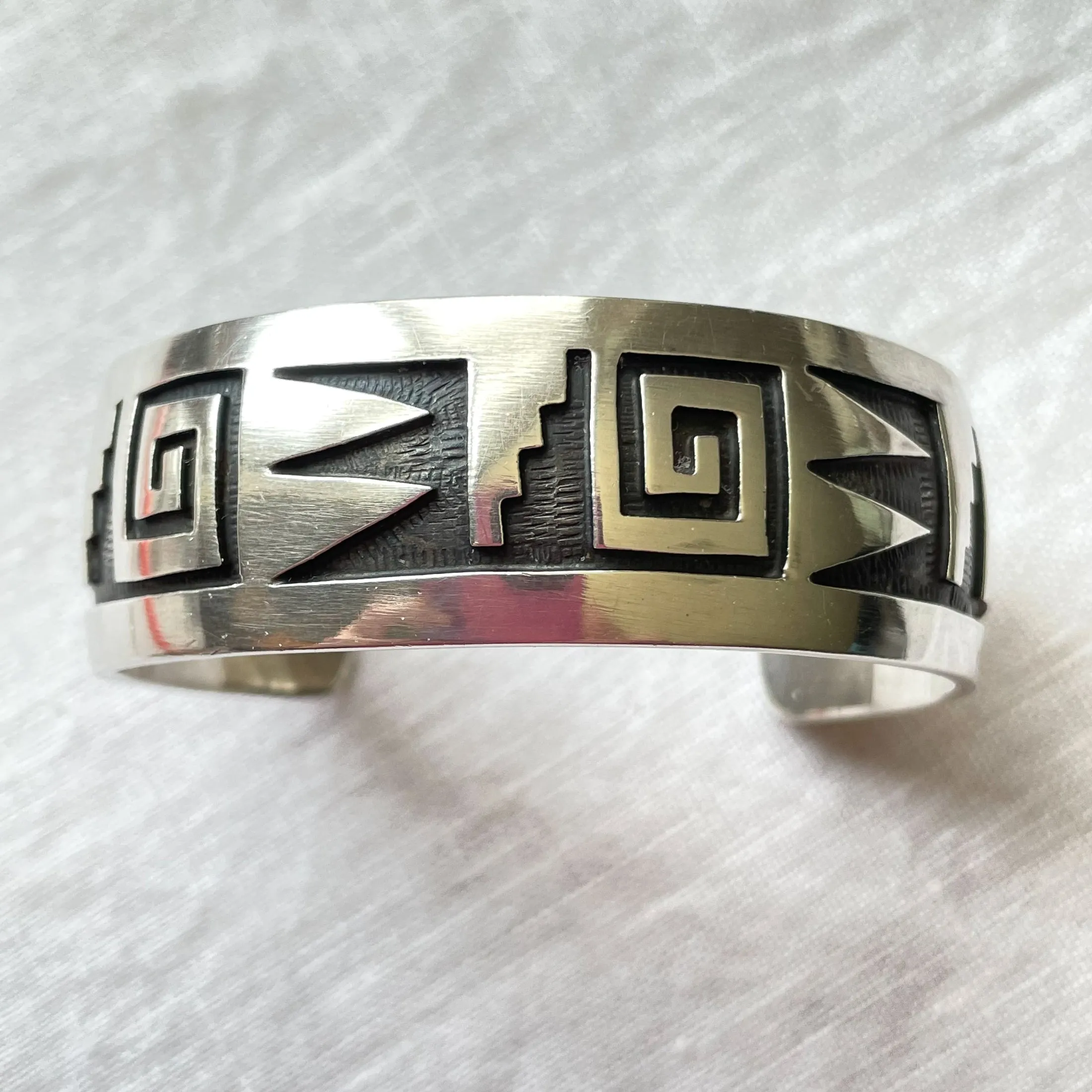 SOLD Vintage Manuel Hoyungwa Hopi Silver Overlay Bracelet