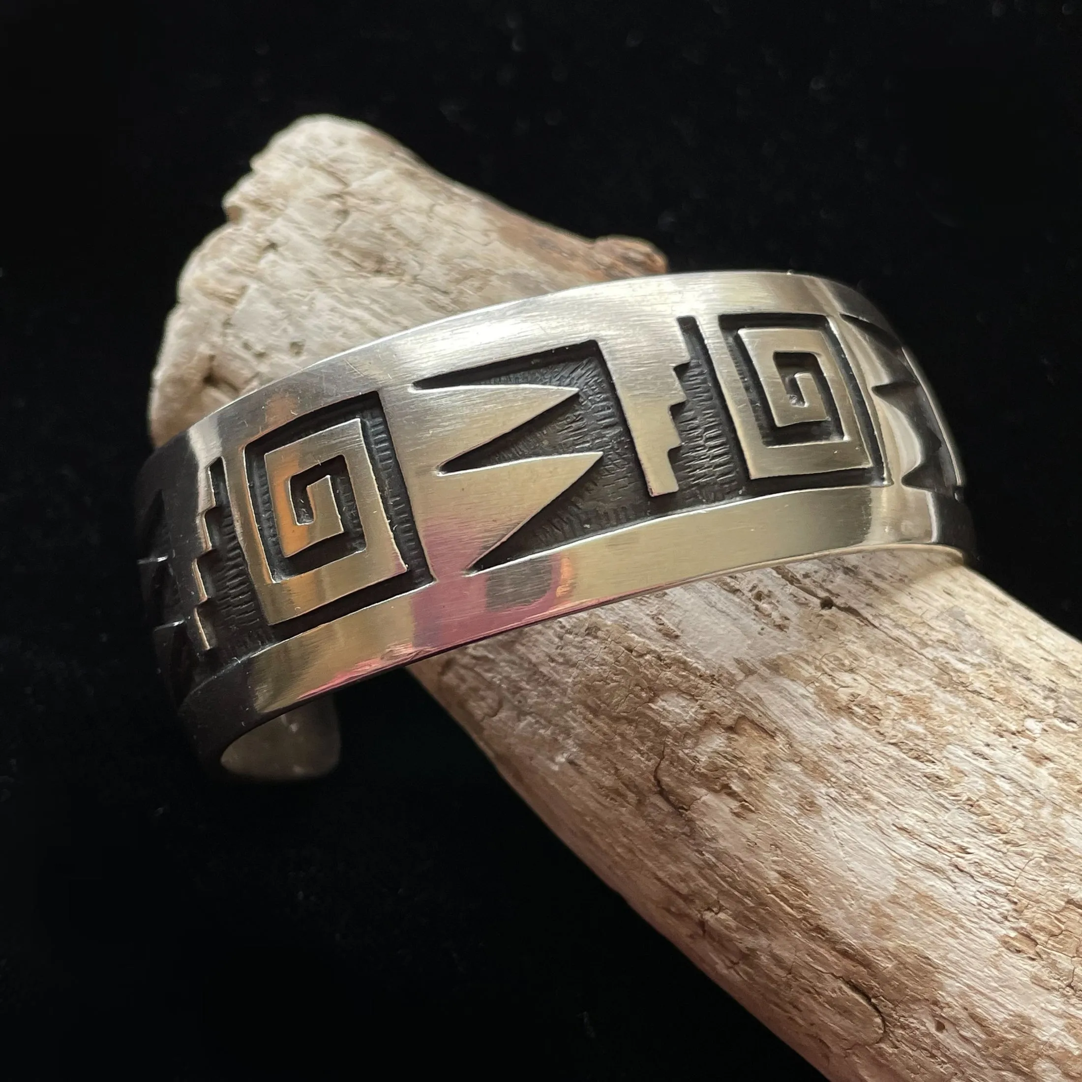 SOLD Vintage Manuel Hoyungwa Hopi Silver Overlay Bracelet