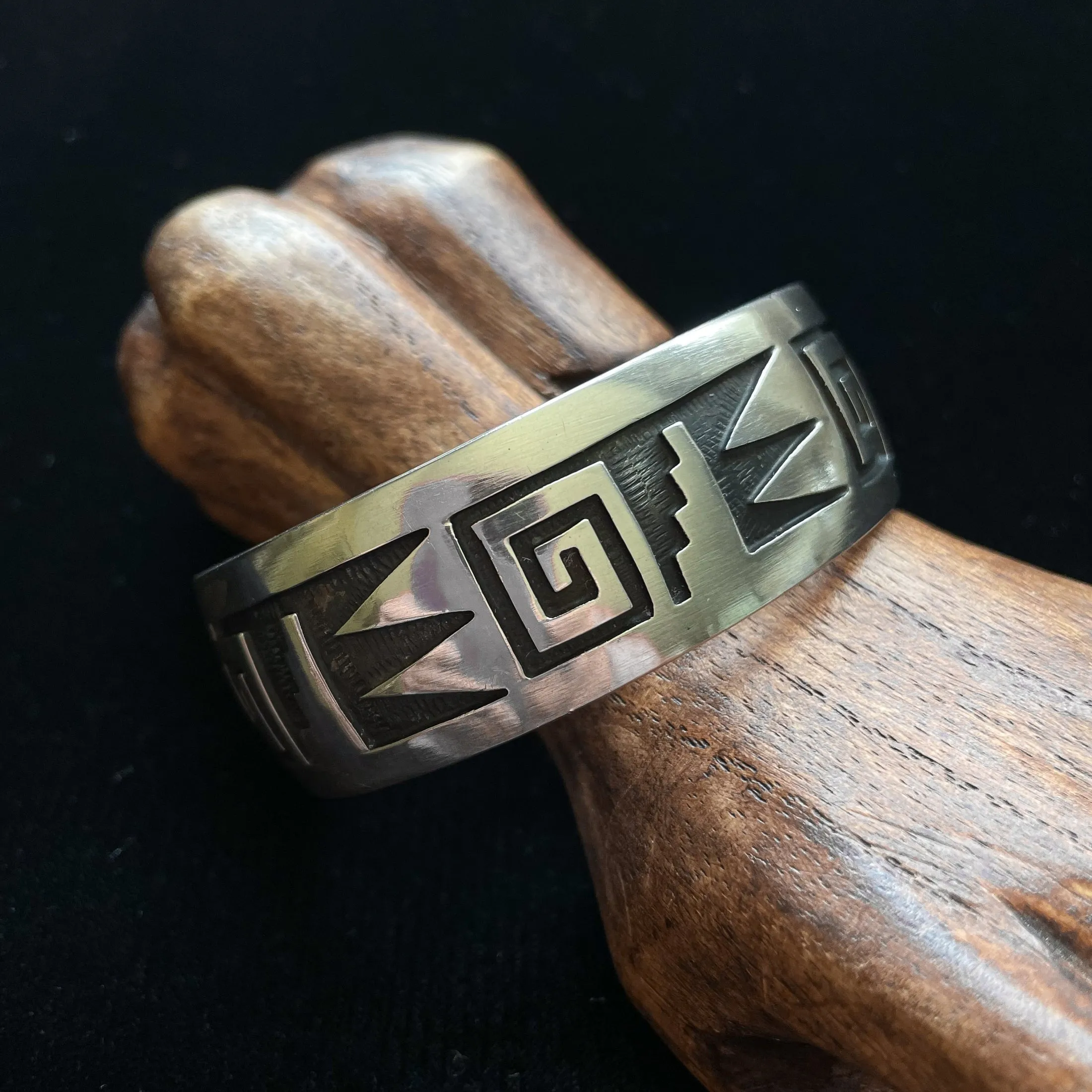 SOLD Vintage Manuel Hoyungwa Hopi Silver Overlay Bracelet