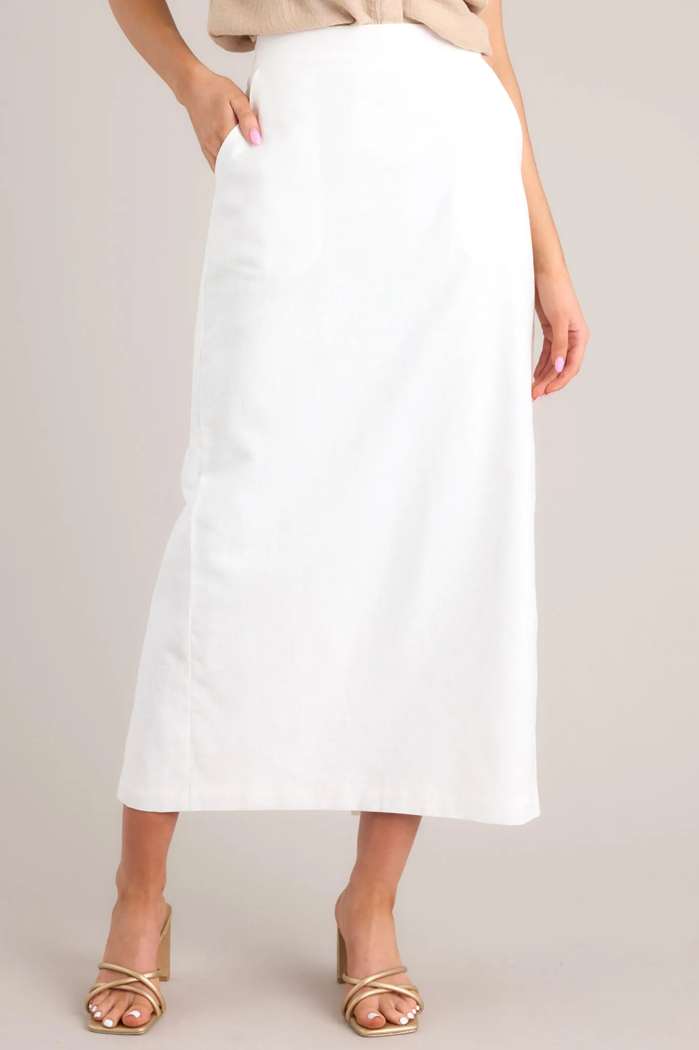 Spring Ahead White Linen Blend Maxi Skirt