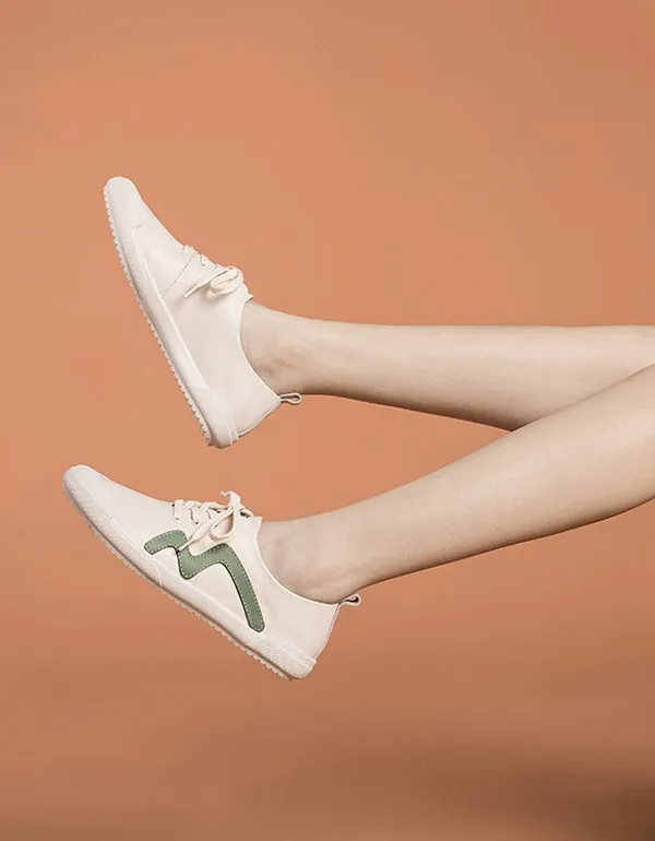 Spring Autumn Women Leather Sneaker White