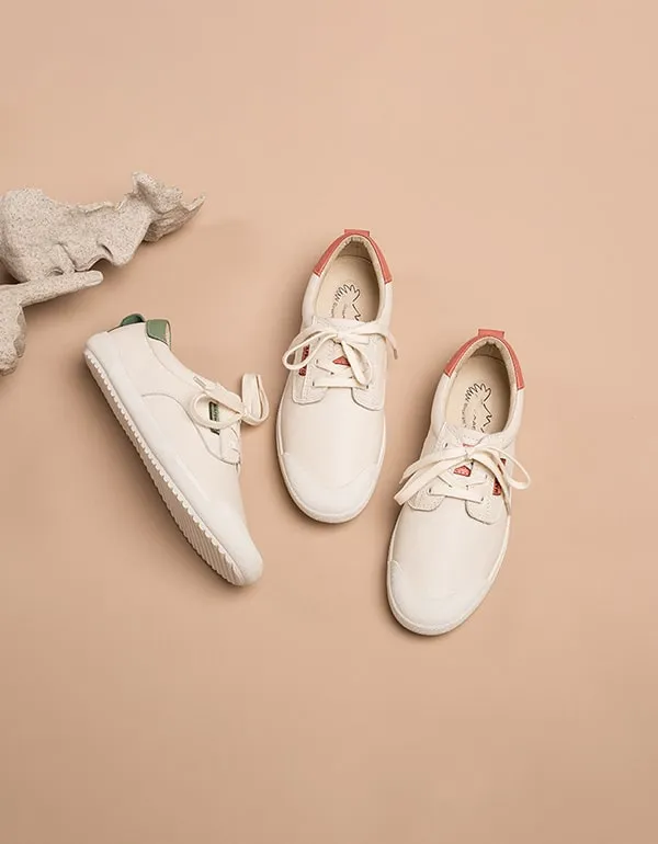 Spring Beige Leather Sneakers For Women