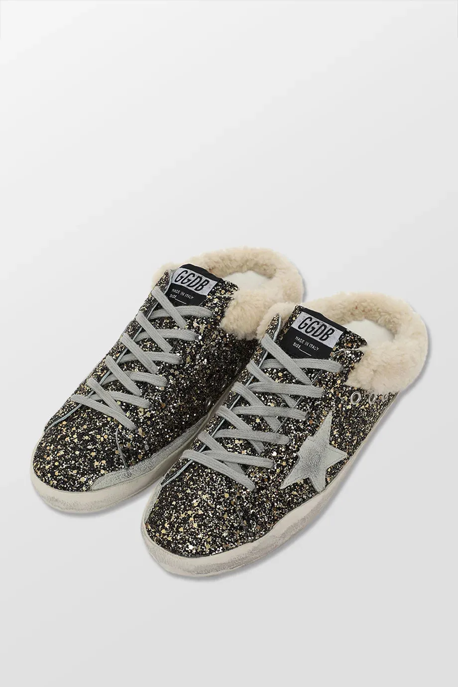 Super-Star Sabot Glitter Upper Suede Star Shearling Sneakers