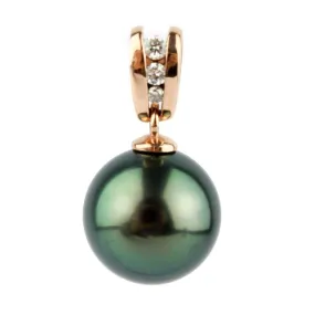 Tahitian Pearl & Diamond Lumière Pendant on 14K Rose Gold