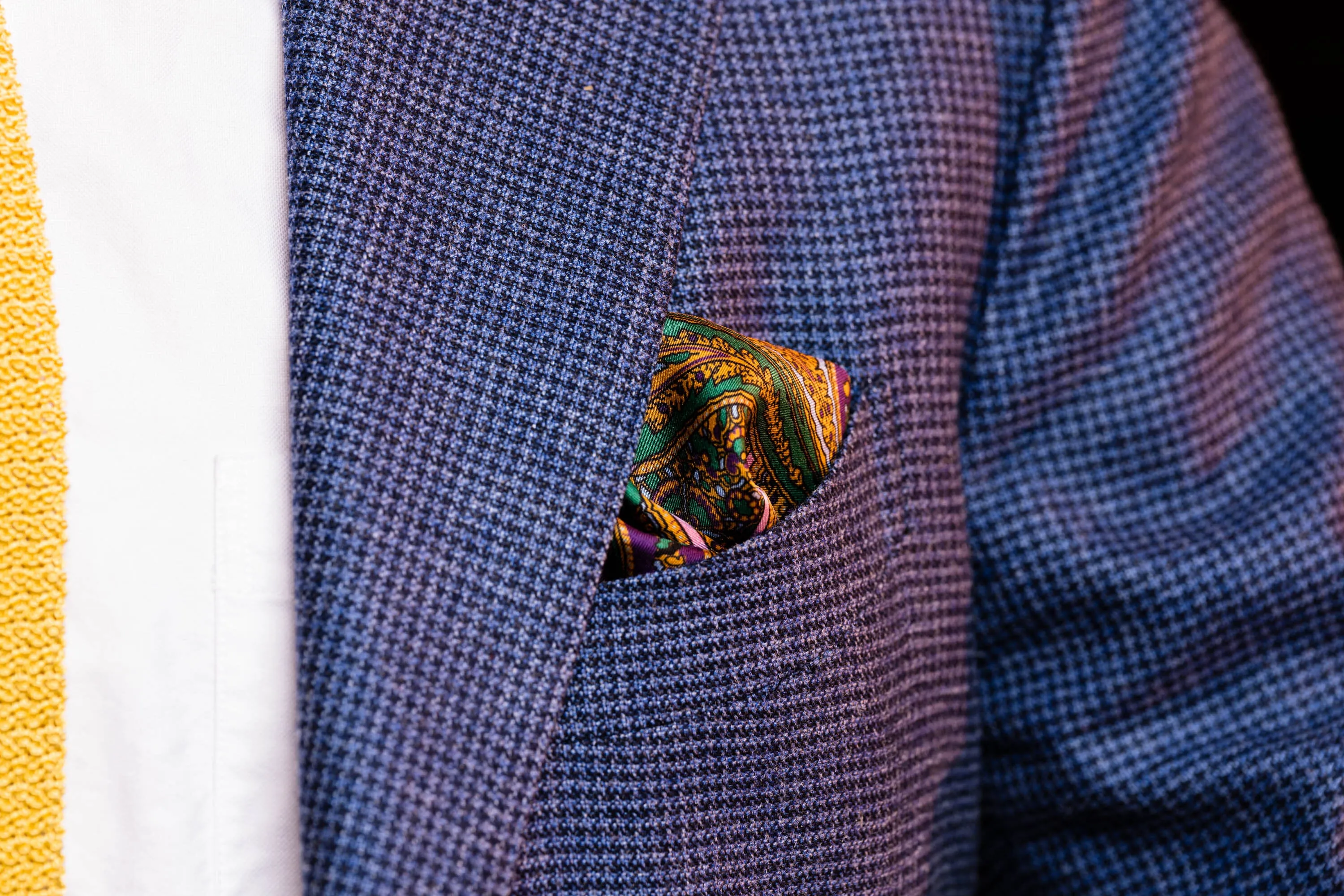 Violet & Green Paisley Silk Pocket Square