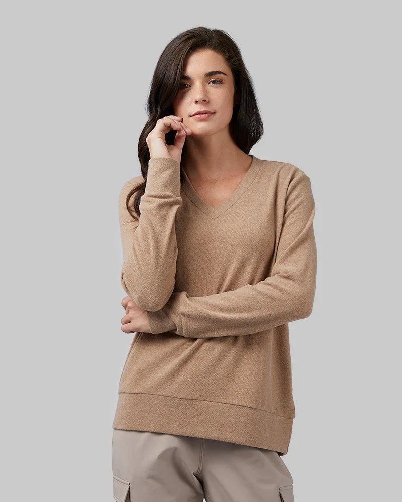 WOMEN'S SOFT SWEATER KNIT VNECK TOP