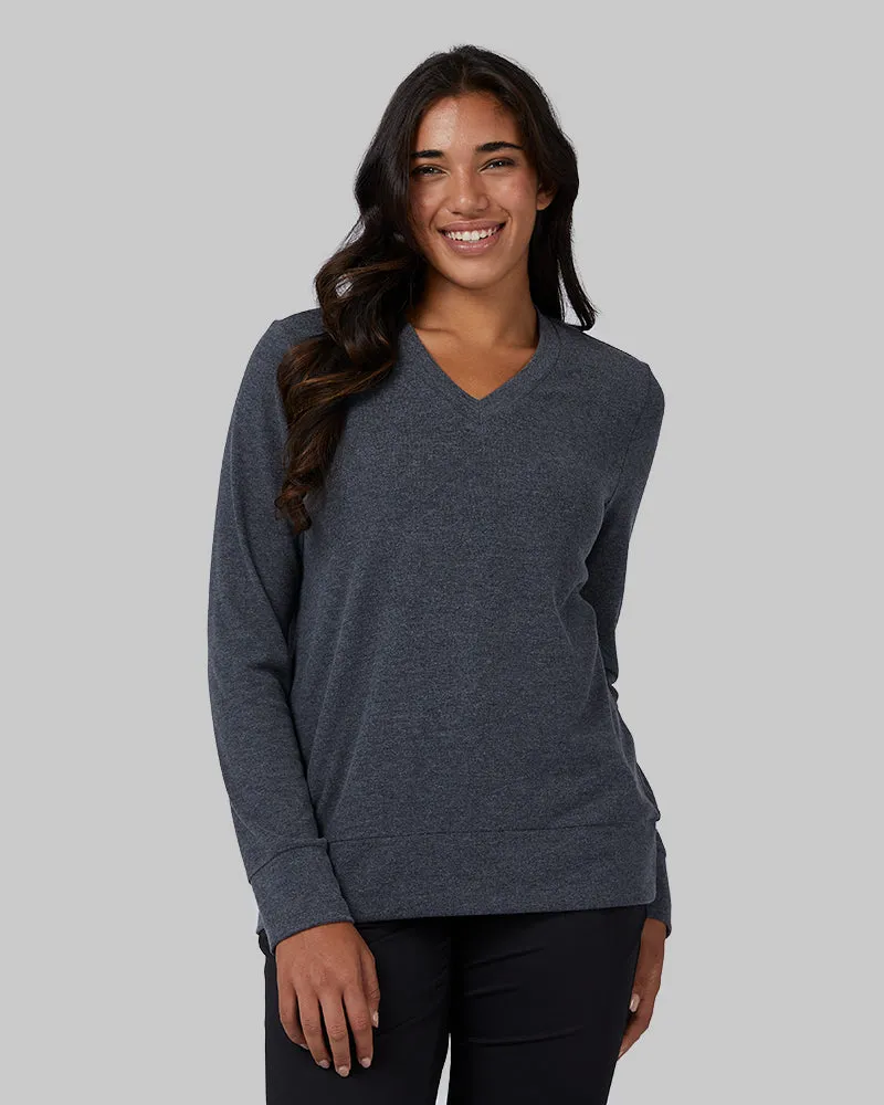 WOMEN'S SOFT SWEATER KNIT VNECK TOP