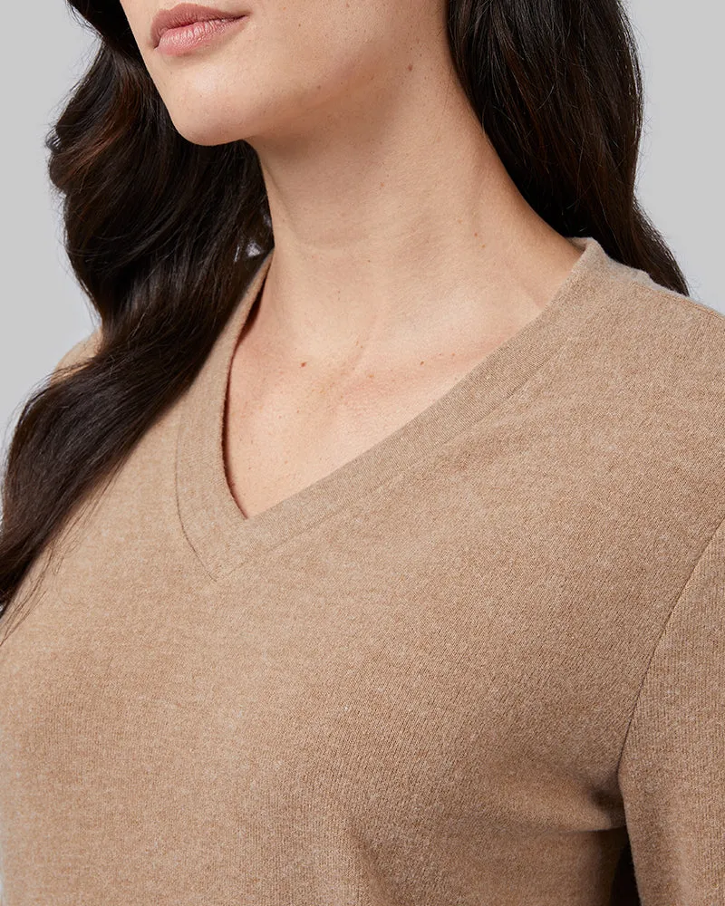 WOMEN'S SOFT SWEATER KNIT VNECK TOP